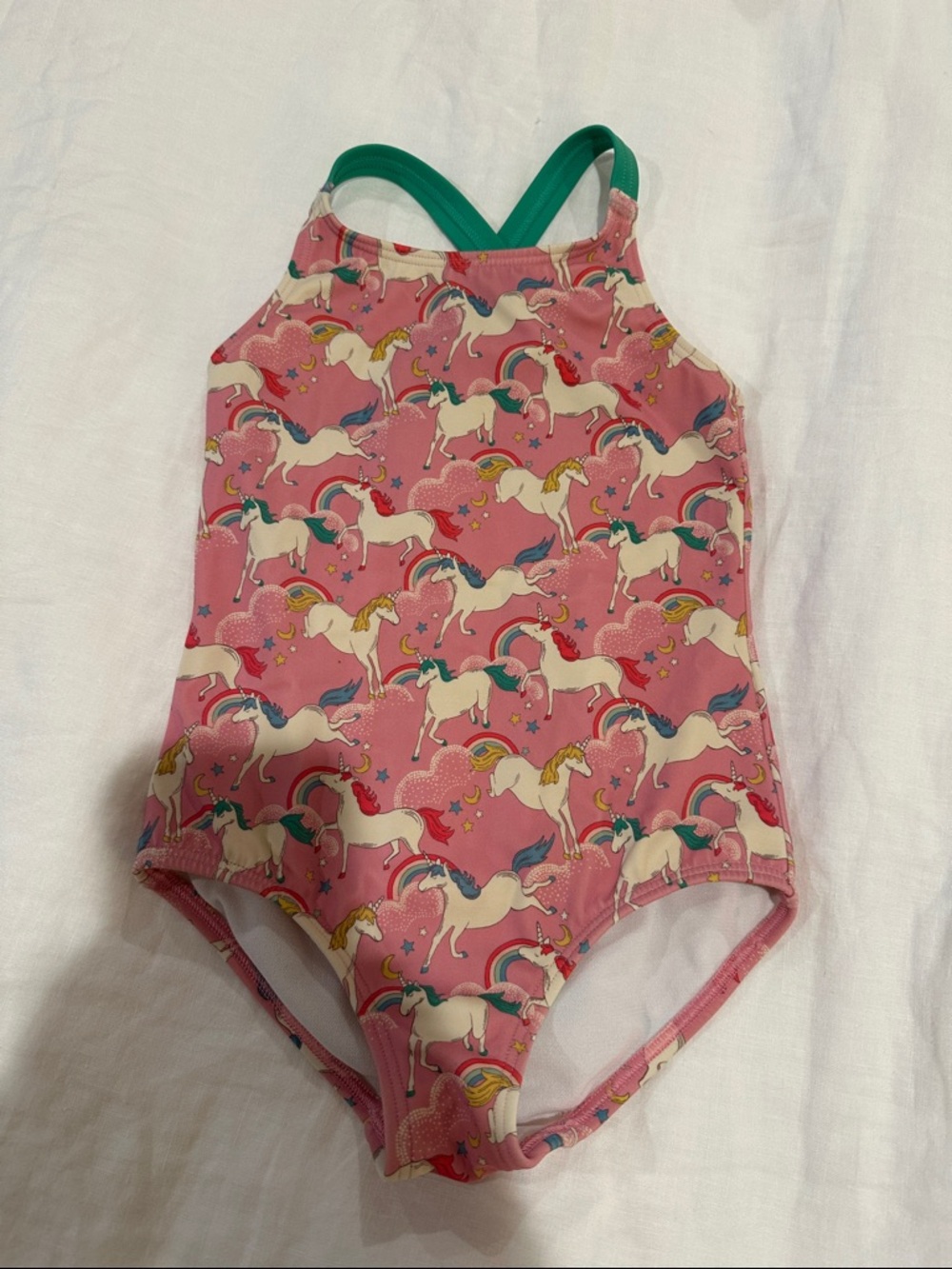 Mini Boden Unicorn Rainbow one piece swimsuit size 3-4 year